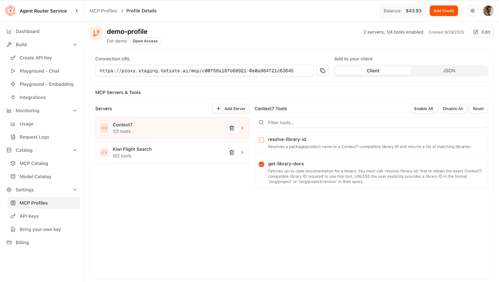 Tool filtering in MCP Profile - enable only the tools you need